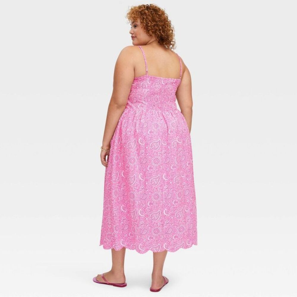 Open Box - Roller Rabbit - Women's Paisley Floral Drop Waist Midi  Pink - Picture 2 of 4